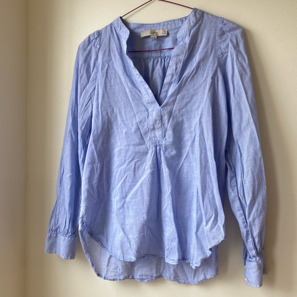 Women’s XSP Ann Taylor Loft Chambray Blue Blouse